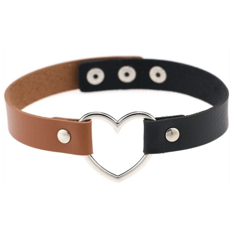 Joy Jewels Ras de cou Bicolor Heart Noir-Marron